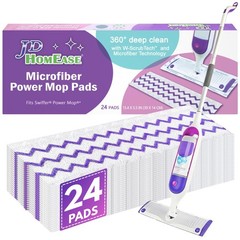 JD HOMEASE 24 Pack Microfiber Disposable Pads for Swiffer White/Purple