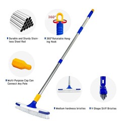 ITTAR Grout & Scrub Brush Combo, Floor Scrubber with Long White & Blue Head