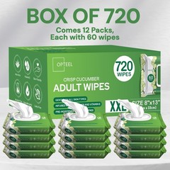 Adult Wipes Extra Large Scented – Skin-Friendly 1 Count (Pack of 720), White