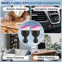 2-Piece Car Interior Detailing Brush Set with Soft White & Purple Bristles for D