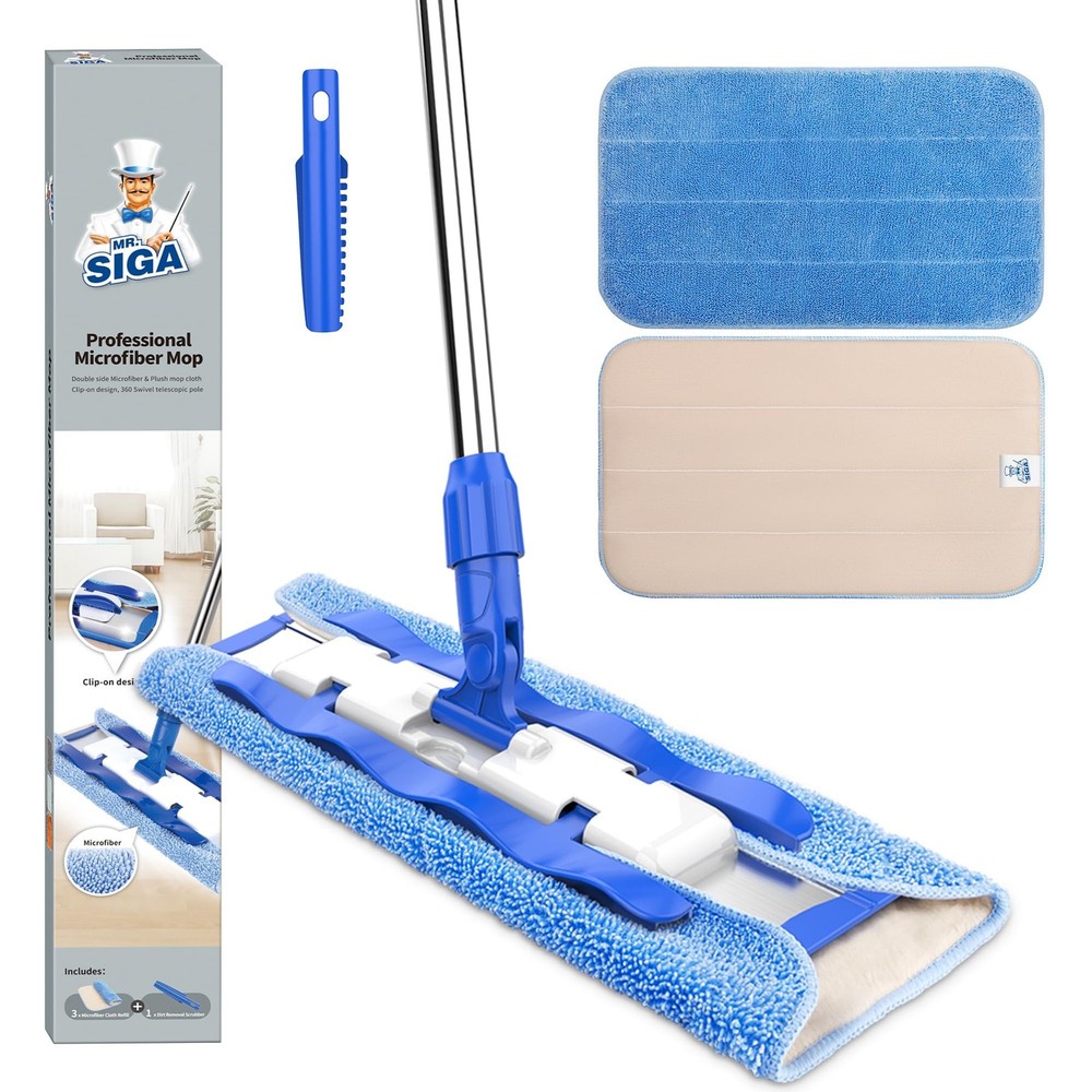 MR.SIGA Professional Microfiber Mop for Hardwood, Laminate, Tile Floor Cleani…