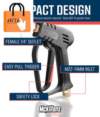 Short Pressure Washer Gun with Replacement Stubby [Non-Swivel]