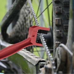 4Pcs Bicycle Chain Cleaning Tool Set Bike Clean Brush Kit, Orange Black
