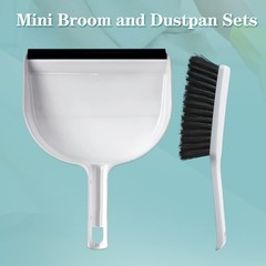 Zubebe 12 Pcs Mini Dustpan and Brush Set, Small Broom Mainly White