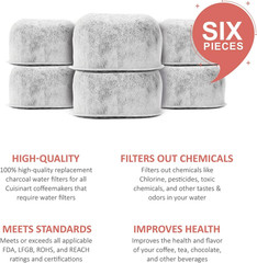 Pack of 12 Replacement Charcoal Water Filters for All Cuisinart and Braun Coffee