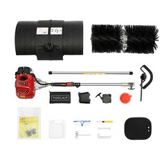 52cc Gas Power Sweeper Broom Handheld Driveway Turf Artificial Grass Snow Clean
