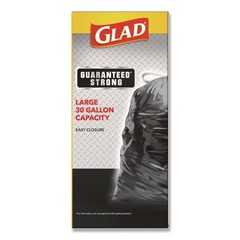 Glad 78966 30″ x 33″ Three-Ply Large Drawstring Trash Bags – Black (168/CT) New