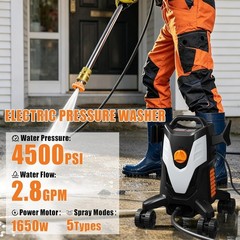 4500PSI Electric 2.8GPM High Pressure Washer w/ Anti-Tipping Technology 4 Nozzle
