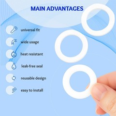 12pcs 1-Inch Silicone Gasket Set – Flat Sealing Washers and 1 inch, White