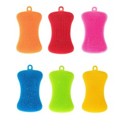 Silicone Sponge Dish Washing Kitchen Scrubber, 6 5*2.8*0.6inch, Multicolor