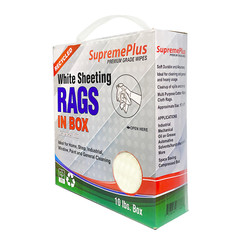 Recycled White Sheeting Rags 10 lbs. Compressed Box Multipurpose Cleaning Cloths