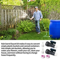 Rain Barrel Spigot Kit with PVC Bulkhead Fitting Adapter, 3/4″ 3/4 inch, Gray