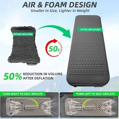 Self Inflating Sleeping Pad with Electric Pump, 4″ Ultra-Thick Memory Foam Ca…