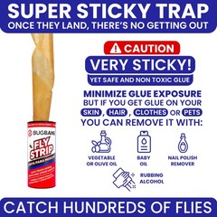 Fly Strips Indoor Sticky Hanging 24pk with Pins. Non Toxic 24pk, White