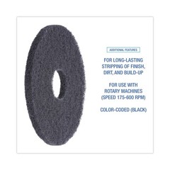 Boardwalk 4013BLA 13 in. Diameter Stripping Floor Pads – Black (5/Carton) New