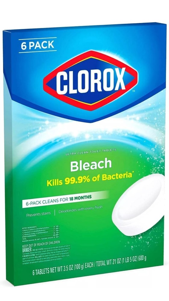 Clorox Ultra Clean Toilet Bowl Cleaner Tablets with Bleach (6 PACK. 3.5 oz.)