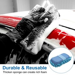 2pcs Microfiber Car Wash Sponge 8.7″x4.7″ Non-Scratch Foam Applicator Sky Blue