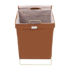 Brown + Gold Laundry Hamper X-Frame Laundry Basket Dirty Clothes Basket w/Lid