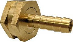 Brass Garden Hose Adapter Swivel 3/8 Barb x 3/4 GHT Female, Gold