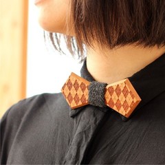 Wooden BowTie Lily Carved Wooden Bow Tie (Unisex, Nordic Design)