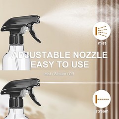 Uineko Spray Bottles 2-Pack, 10 Oz, Mist & Stream, Heavy 10 Ounces, Clear
