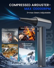 Compressed Air Duster 130000RPM High-Speed Electric Air Duster, 4-Gear Jet Dr…