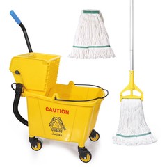 Commercial Mop Bucket with Wringer Set – Mop & Spare Head