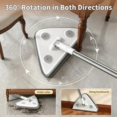 Long Handle Wall Mop & Baseboard Cleaner, 3-in-1 Cleaner White and Gray
