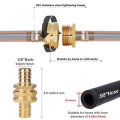 Garden Solid brass Hose Repair Connector with 5/8″-10 Set, Set