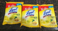 LYSOL Disinfecting Wipes Lemon & Lime Blossom To-Go Flatpack 15 ct – 3 Flatpacks