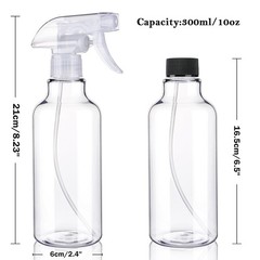 Hethyo 3 Pack Plastic Spray Bottles Empty Bottle 10oz/300ml Heavy clear