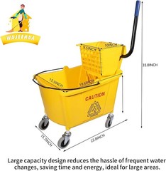 Bright Yellow 35-Quart Mop Bucket with Wringer & Mop – Ideal for Heavy-Duty Use