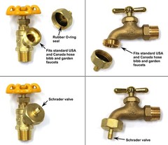 Tire Inflation Schrader Valve to Garden Hose and Outdoor 3/4 inch, Brass