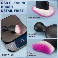 2-Piece Car Interior Detailing Brush Set with Soft White & Purple Bristles for D