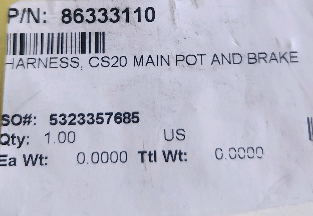 Windsor/Karcher Chariot scrubber wiring harness for brake #8.633-311.0