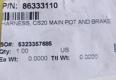 Windsor/Karcher Chariot scrubber wiring harness for brake #8.633-311.0