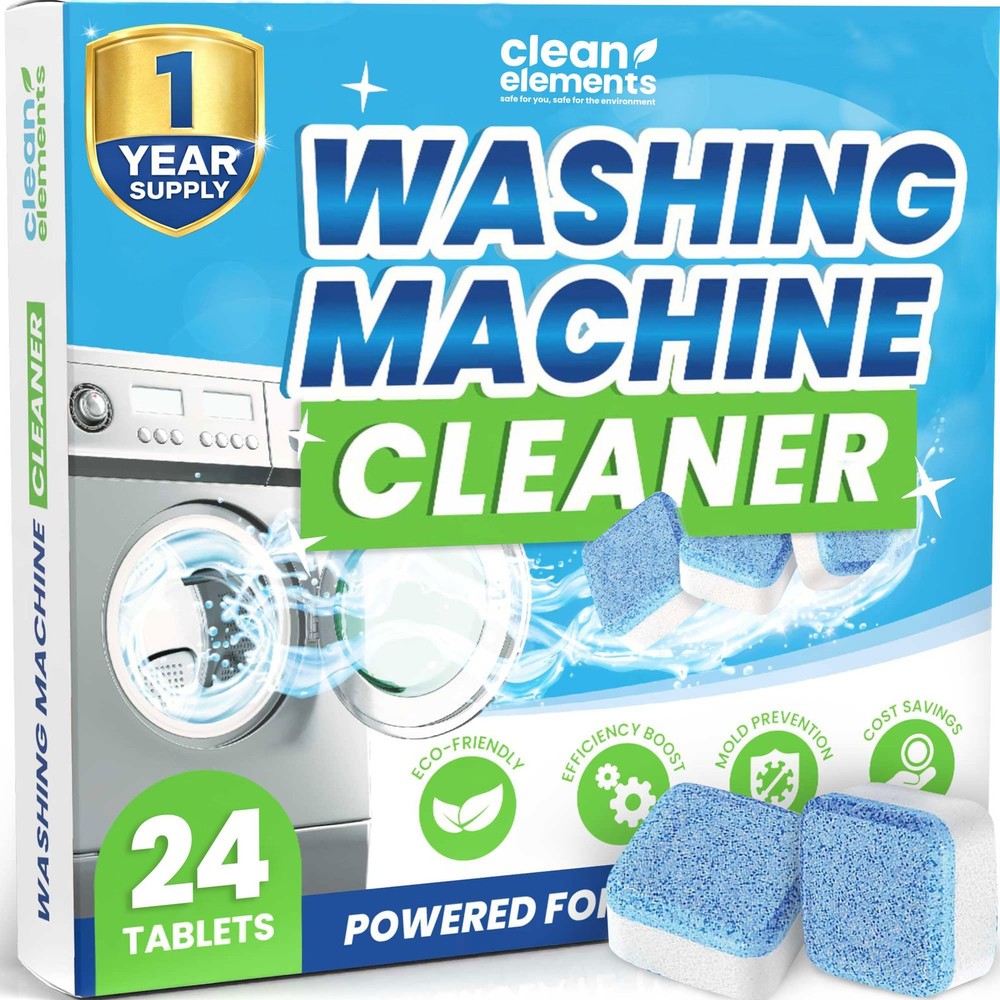 Clean Elements Washing Machine Cleaner 1 Count (Pack of 24), Blue/White