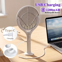 Electric Fly Swatter Racket Rechargeable Bug Zapper with Telescopic Extension，n