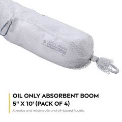 Oil Only Absorbent Boom 5″ x 10′, 32-Booms, Hydrophobic Absorb Upto 11 gal /Boom