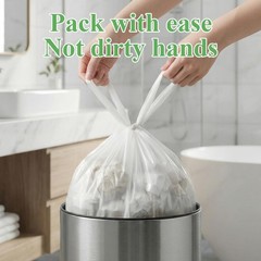 2.6 Gallon Small Trash Bags with Handles, White Bathroom Mini Garbage Bags, U…