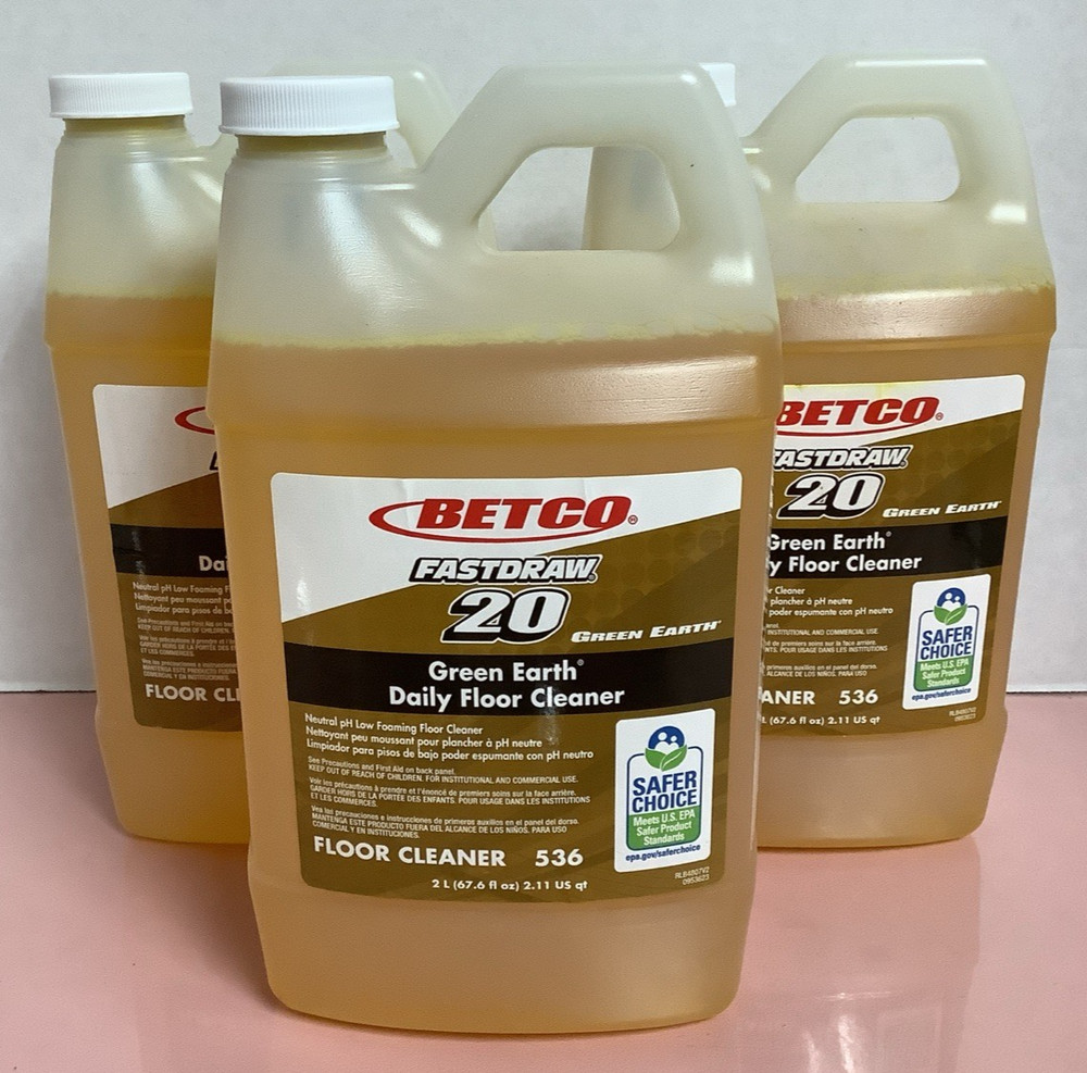 3 bottles 2L each BETCO Green Earth Daily Floor Cleaner Fastdraw 20