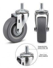 Tennant 601443 Floor Scrubber 3″ Swivel Caster Wheel Threaded Stem OEMTennant