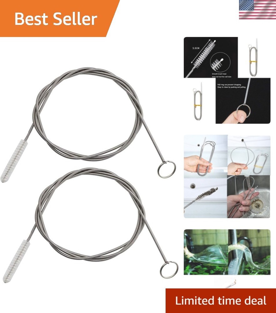 2 Pack 60 Inch Flexible Tube Cleaning Brush Stainless Steel Long Cleaner