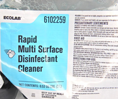 2x ECOLAB 6102259 Rapid Multi Surface Cleaner 2 Liters Each Pack of TWO
