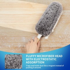 Mr.Siga Lint Microfiber Duster Washable And Reusable Duster Bamboo Handle And
