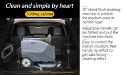 GRAY Walk Behind 15″Brush Floor Cleaning Machine 8G Fordable Portable Scrubber