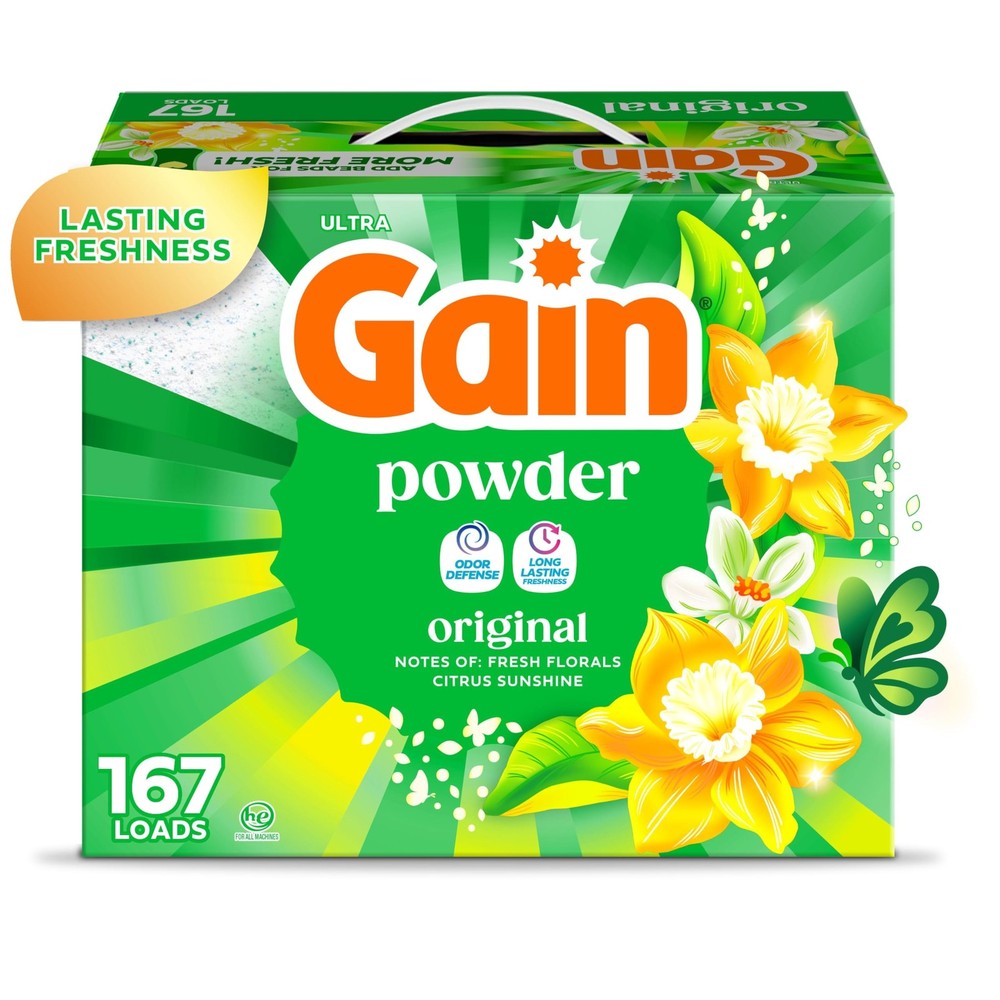 Gain Powder Laundry Detergent, Original Scent, 167 154 Ounce (Pack of 1)