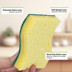 AIDEA Heavy-Duty Scrub Sponges, 6Count, Sponges for Non-Coated Light-green