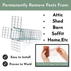 Excluder One Way Squirrel and Rodent Trap – Control Mice, Rats, Bats, Silver