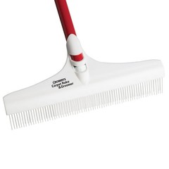 12″ Carpet Rake & Groomer with 51″ Adjustable Handle for Pet Hair Removal